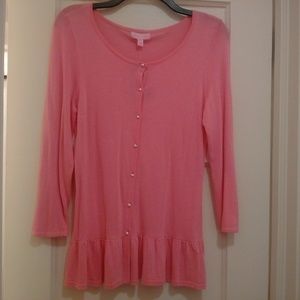 Lilly Pulitzer Mariah Pink Peplum Cardigan M NWT